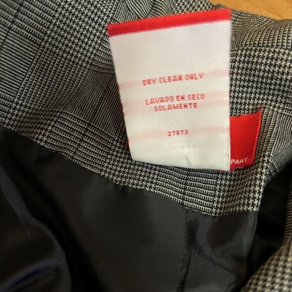 Oscar De La Renta Women Blazer 8P Gray Plaid Rhinestone Floral Design Career - Picture 16 of 16